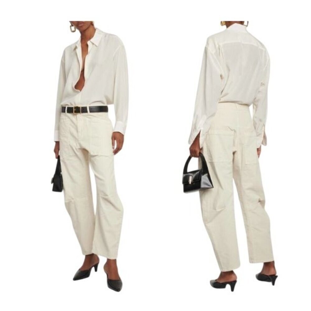 Nili Lotan Shon Corduroy Pants, Winter White, Size 12, New with tag